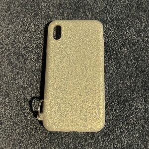 Silver Glitter iPhone XS Max phone case with keyring